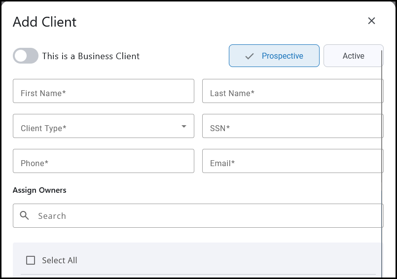 Add client window Add client window